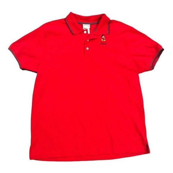 Disneyshopping.com Men’s Large Red‎ Embroidered Mickey Mouse Polo Shirt Don - Picture 1 of 12